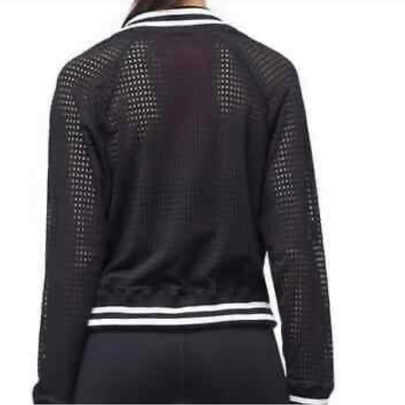 NWT Good American Mesh Bomber Performance Jacket Size M (2) Black White - Picture 3 of 7